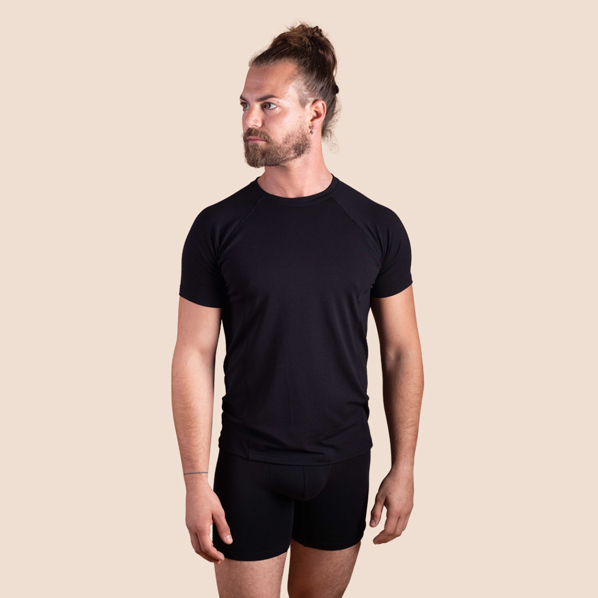 T-shirt sport noir en tencel pour hommes