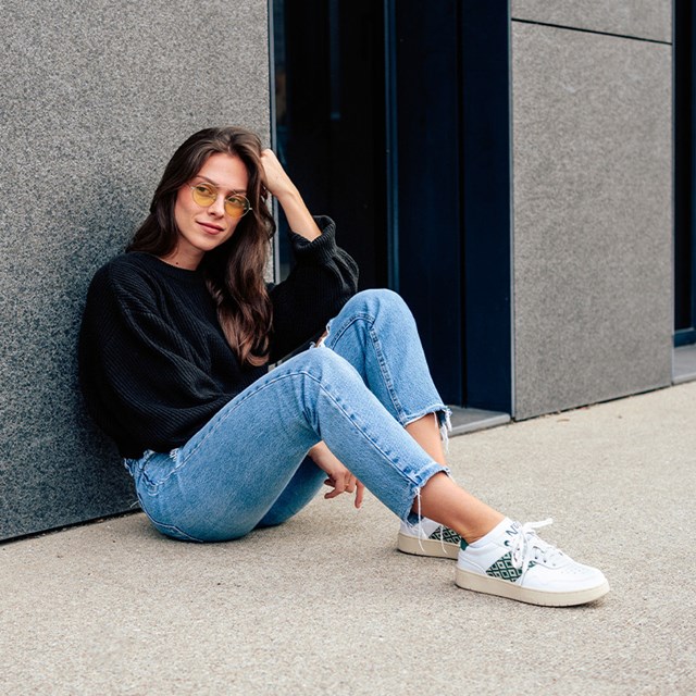 Sneakers rétro en cuir blanc - N’go 6
