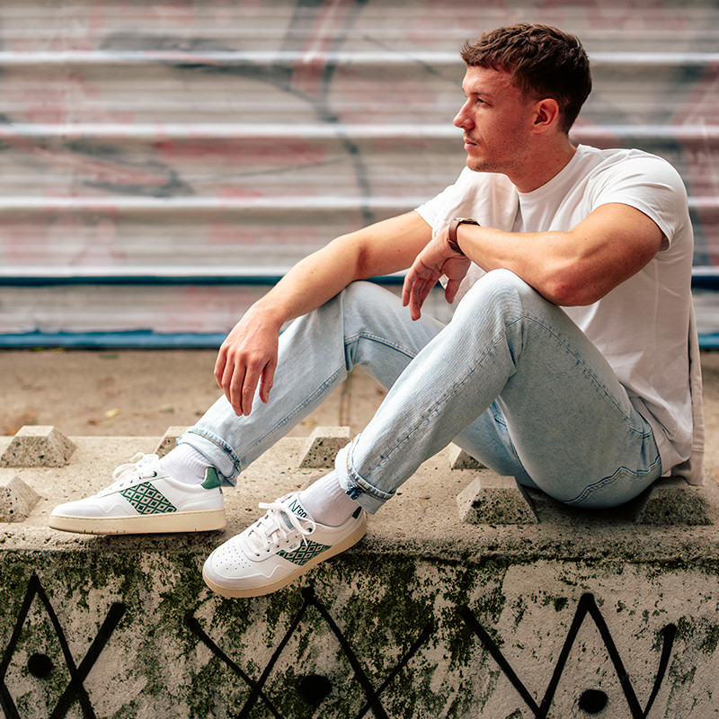 Sneakers rétro en cuir blanc - N’go 7