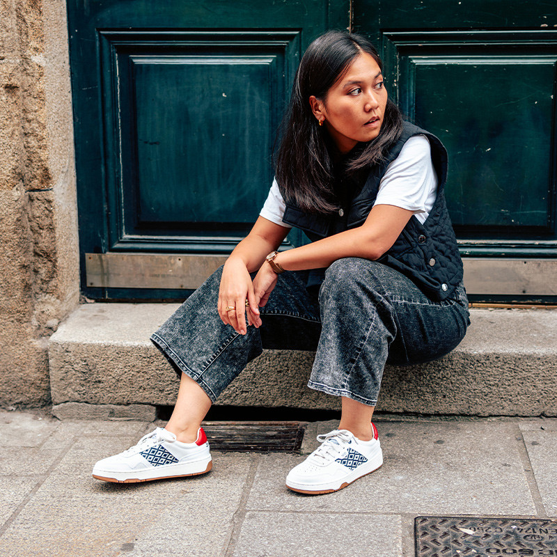 Sneakers rétro en cuir blanc - N’go 7