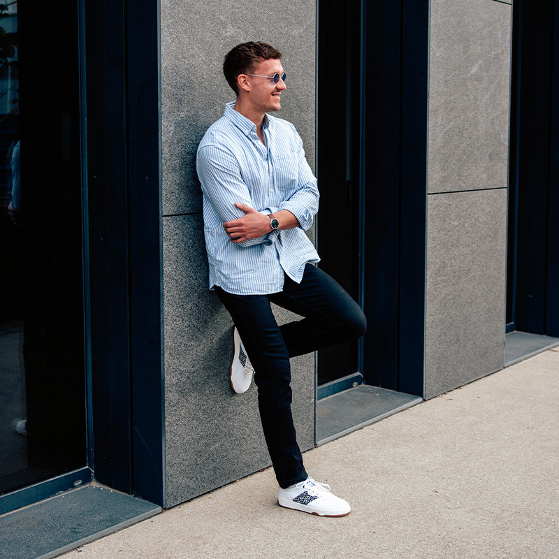 Sneakers rétro en cuir blanc - N’go 8