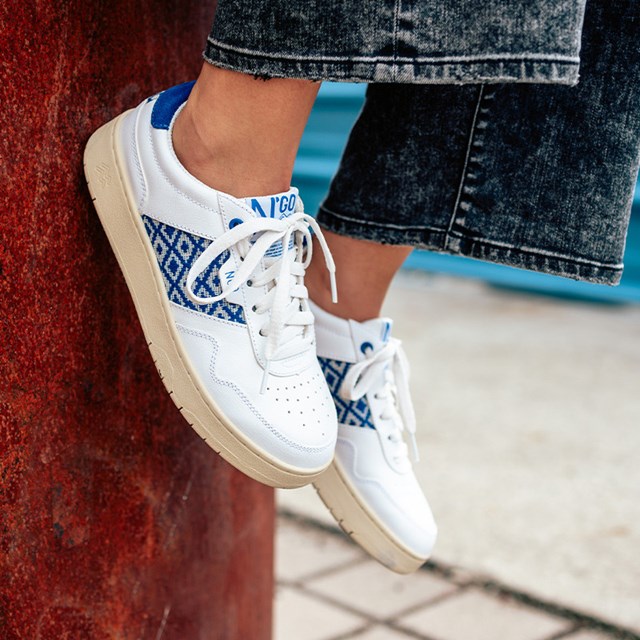 Sneakers rétro en cuir blanc - N’go 6