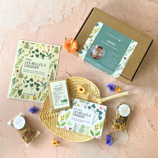 Coffret cadeau jardinage & découverte des plantes fleuries comestibles - 4 saisons