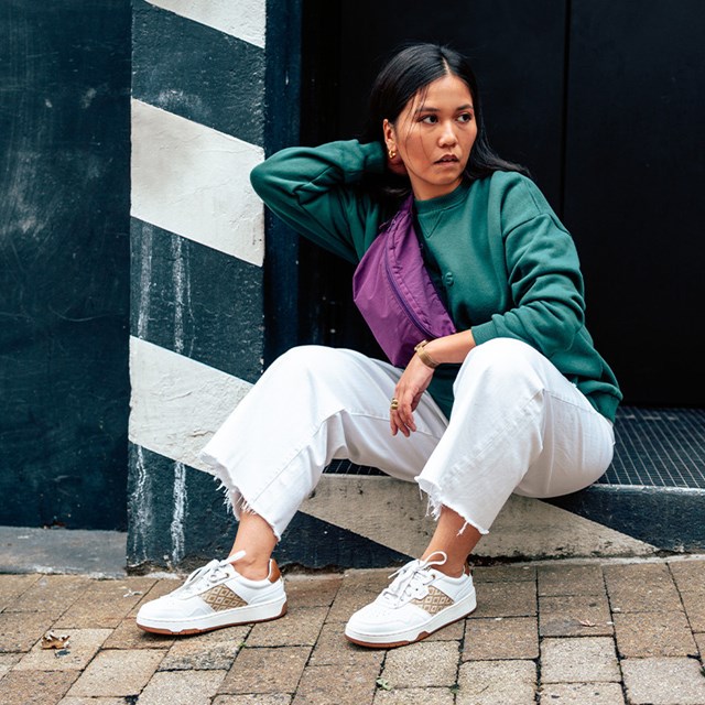 Sneakers rétro en cuir blanc - N’go 7