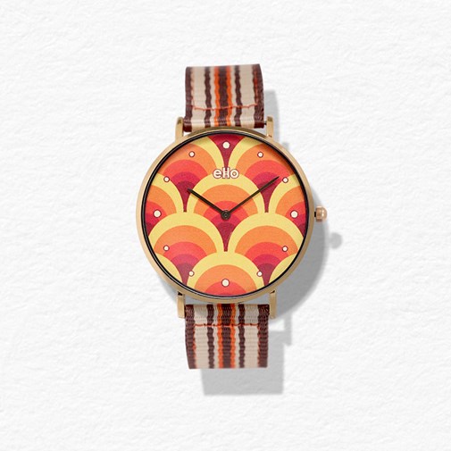 Montre Sixties Orange Alvéoles