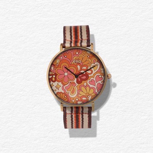 Montre Sixties Orange Flower Power