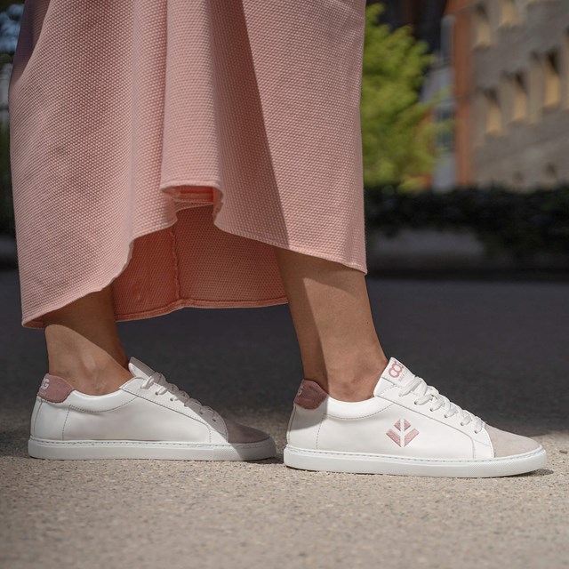 Sneaker vegan Blanc / Vieux rose Winton Femme 5
