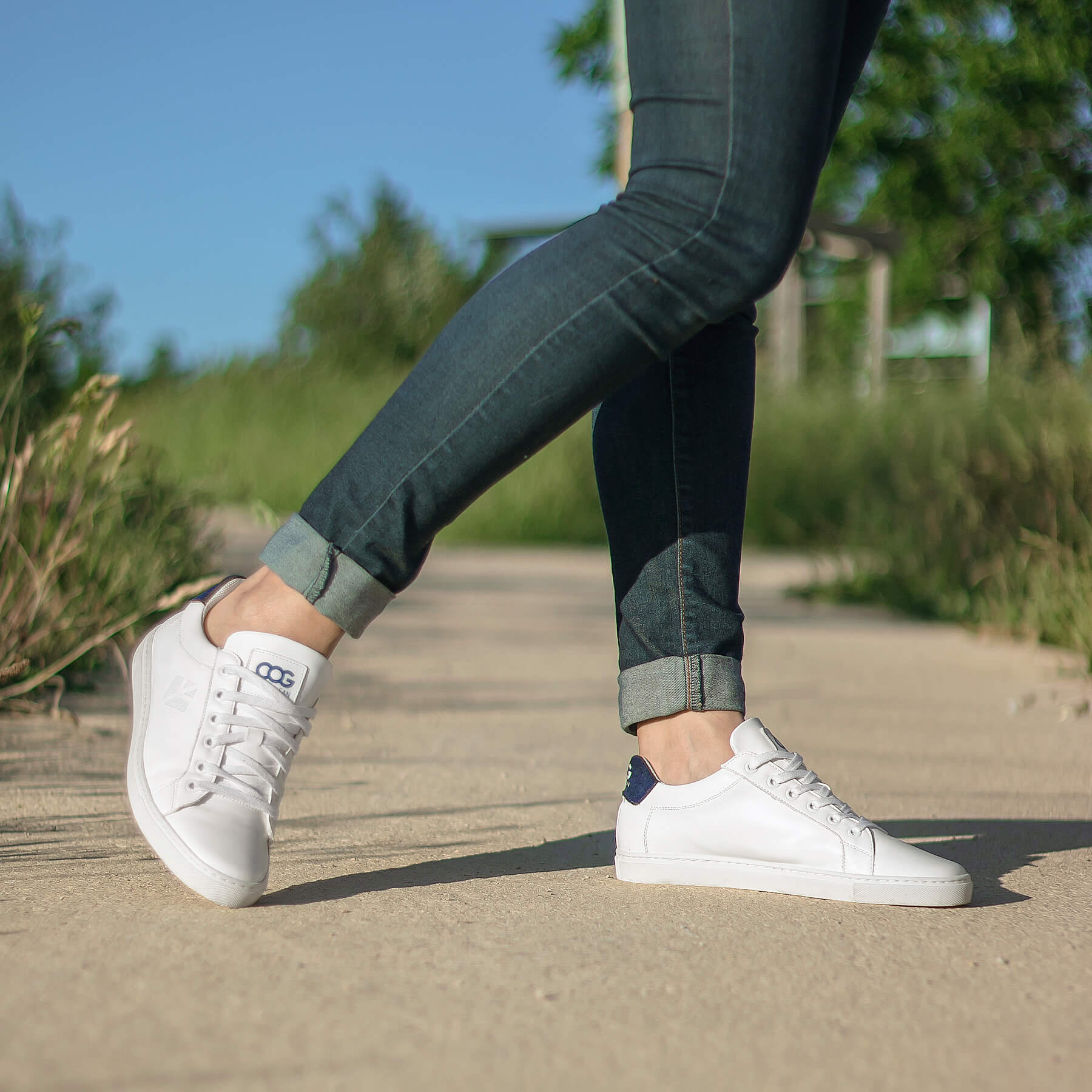 Sneaker vegan Blanc / Bleu Winton Femme 5