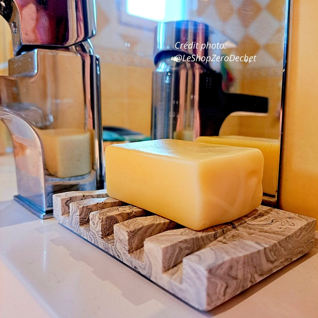 Porte-savon Marbré gris incliné en jesmonite 3