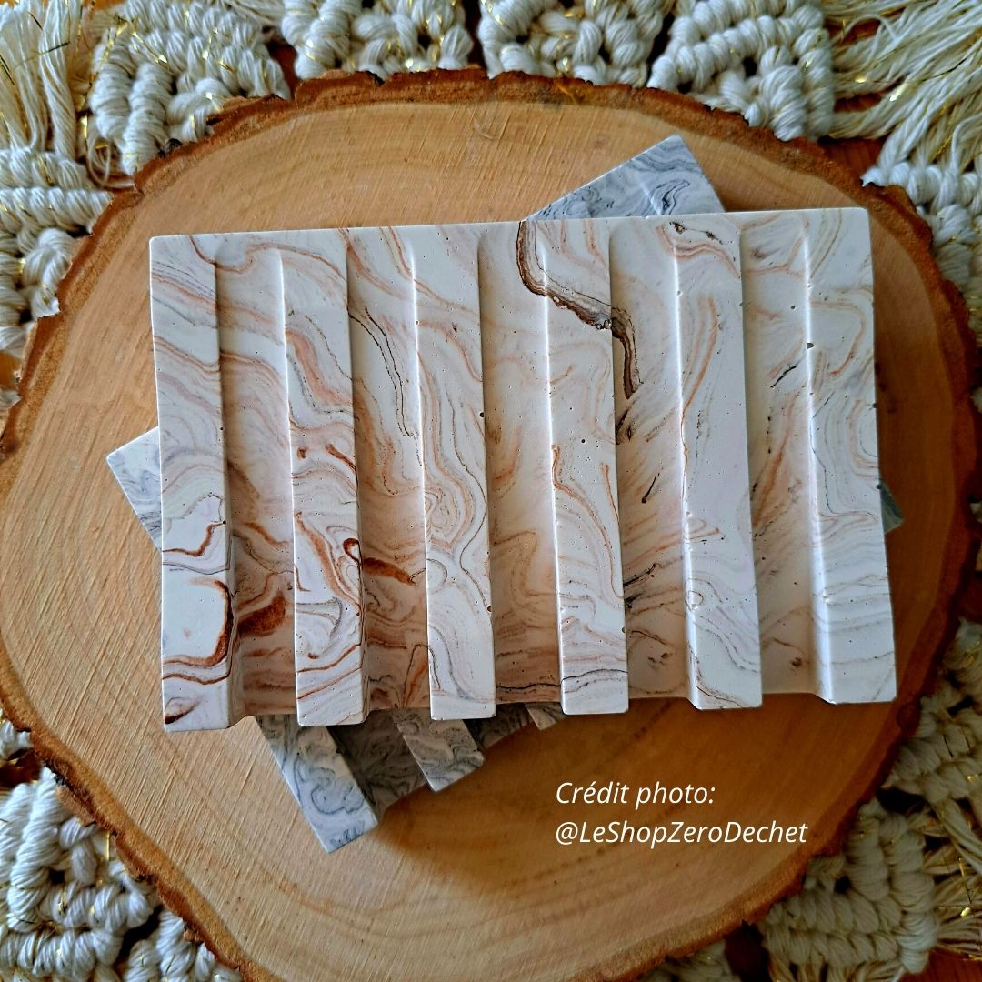 Porte-savon Marbré marron incliné en jesmonite 3