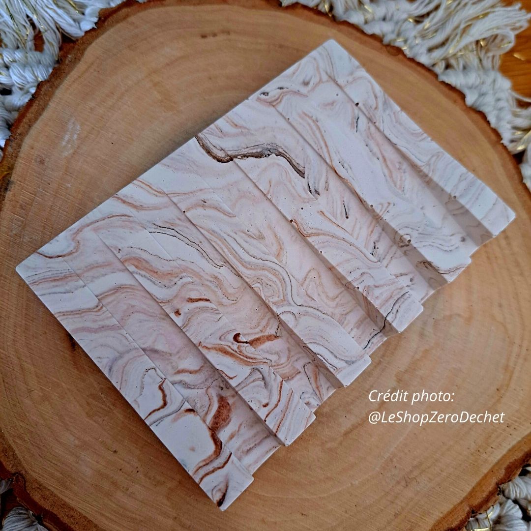 Porte-savon Marbré marron incliné en jesmonite 5