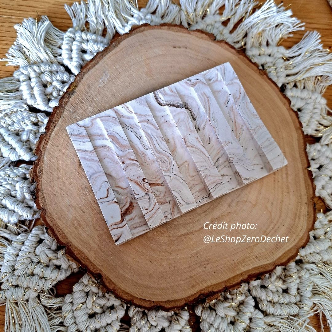 Porte-savon Marbré marron incliné en jesmonite 4