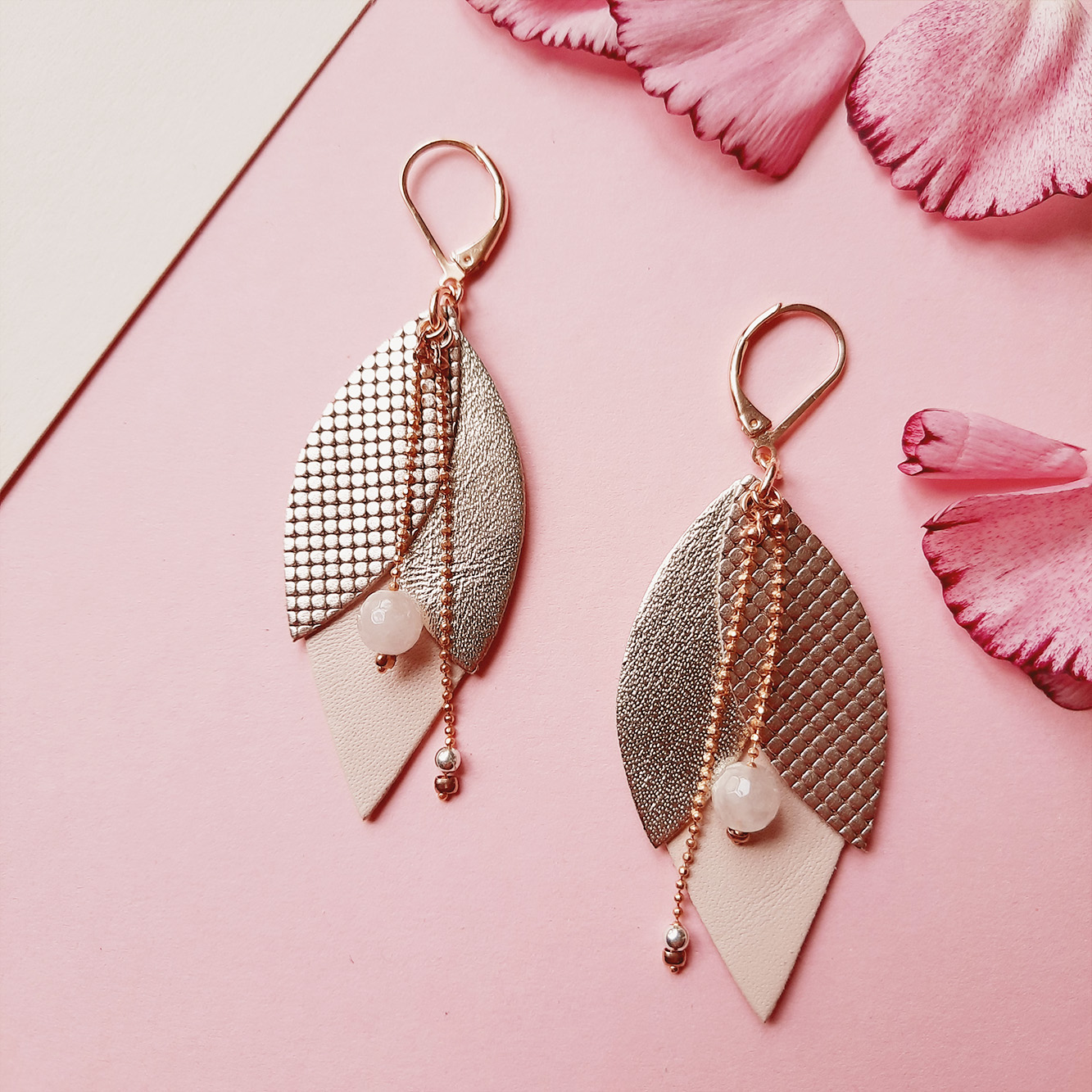 Boucles d'oreilles Tulipe Rosé 2