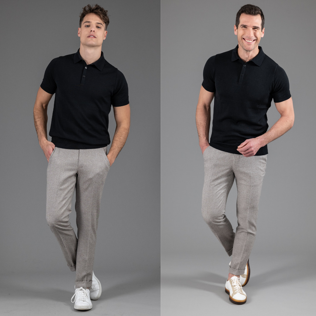 polo manches courtes en maille opaque, Arguin cosy noir