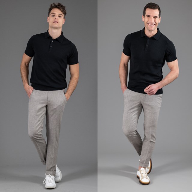 polo manches courtes en maille opaque, Arguin cosy noir