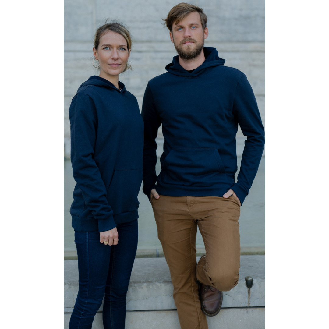 Le sweat capuche français mixte 100% coton bio | Bleu nuit 5