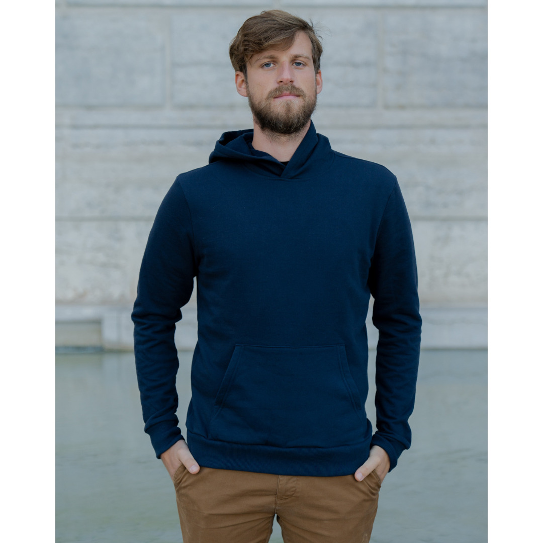 Le sweat capuche français mixte 100% coton bio | Bleu nuit 2