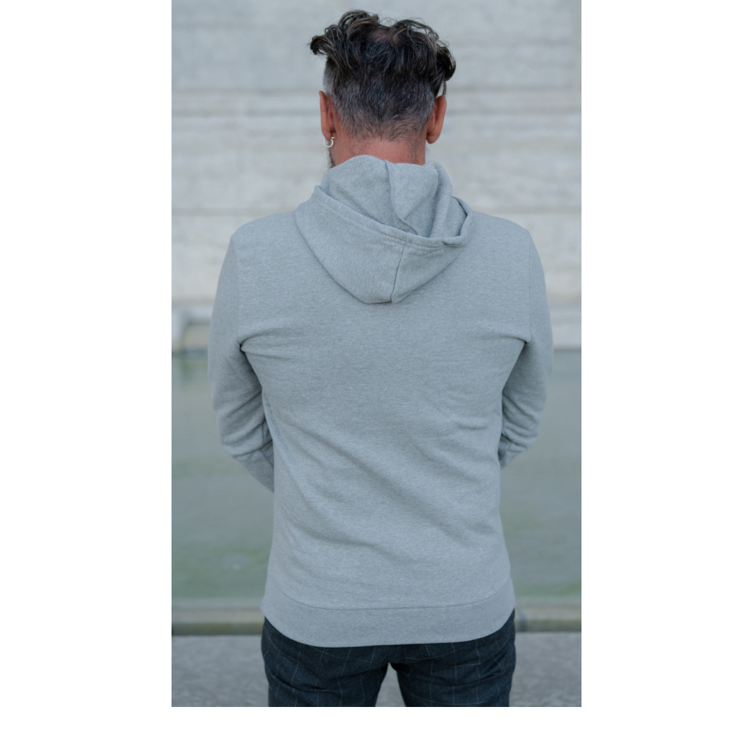Le sweat capuche français mixte 100% coton bio | Gris chiné 8