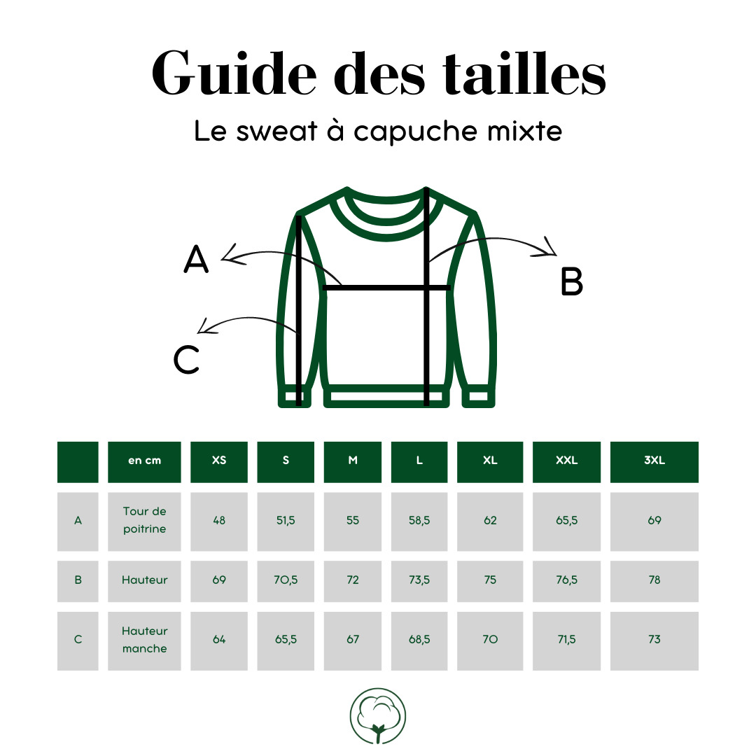 Le sweat capuche français mixte 100% coton bio | Noir 10