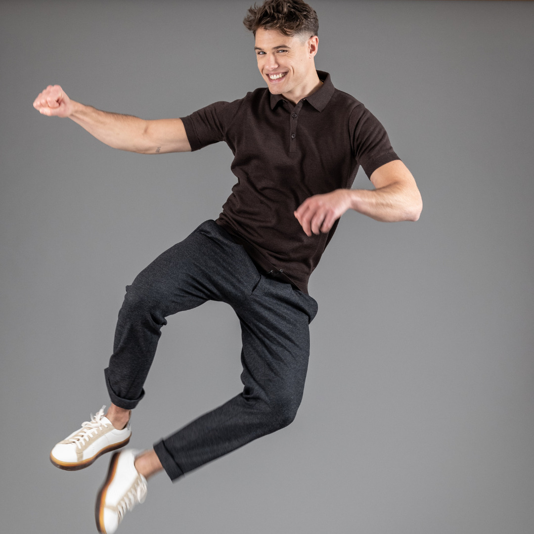 polo manches courtes en maille opaque, Arguin cosy chocolat