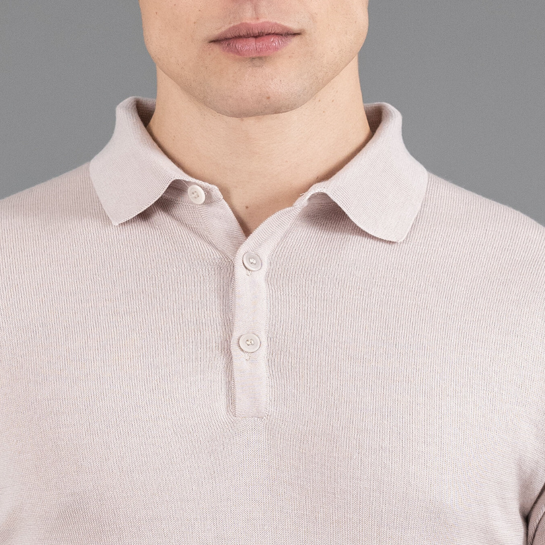 polo manches courtes en maille opaque, Arguin cosy sable