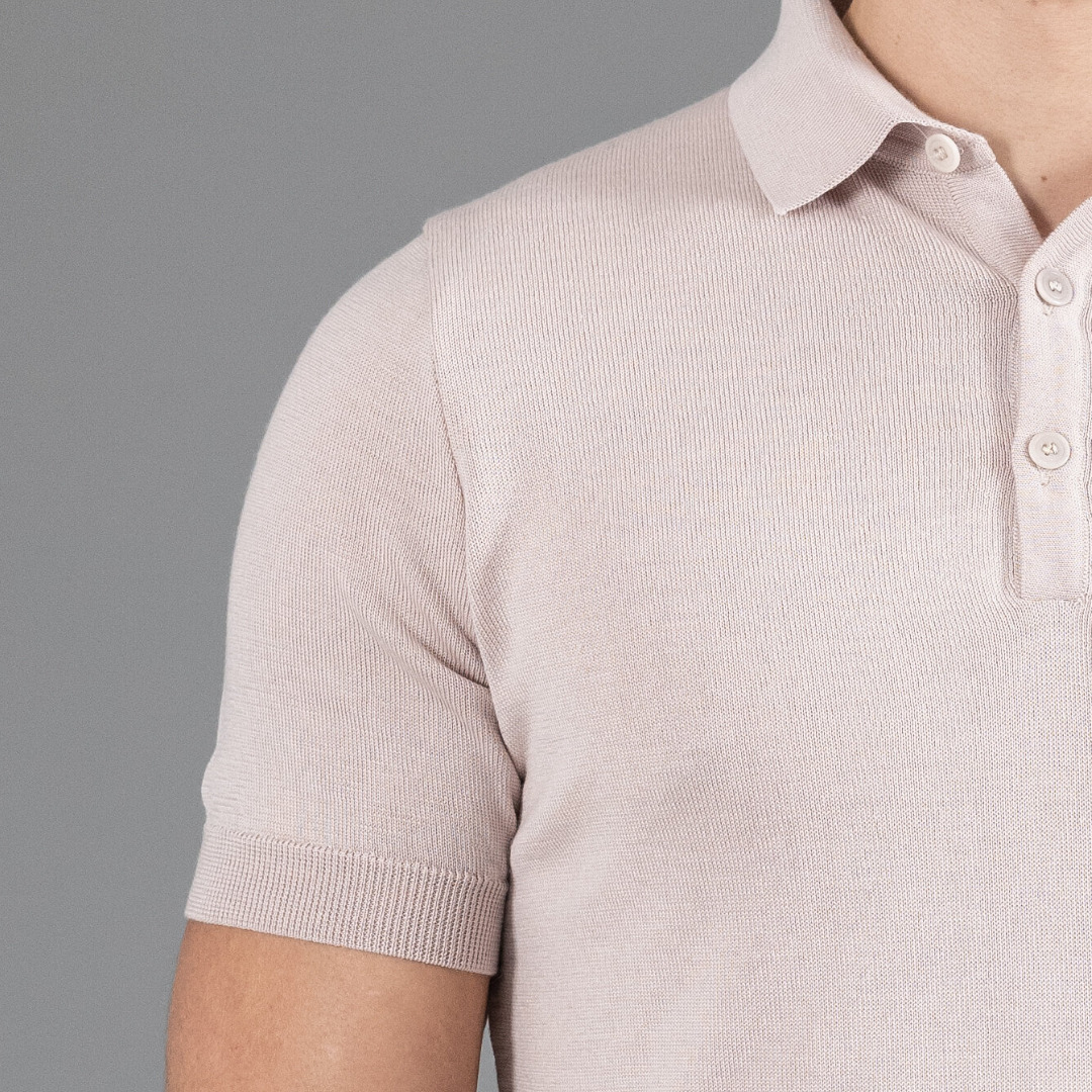polo manches courtes en maille opaque, Arguin cosy sable