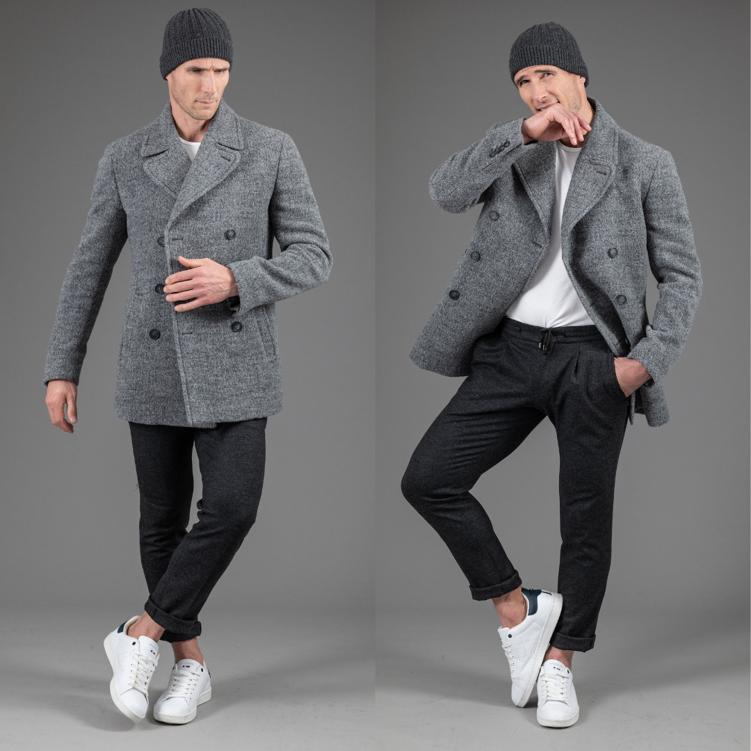 caban Malo gris en laine de bébé lama upcyclée