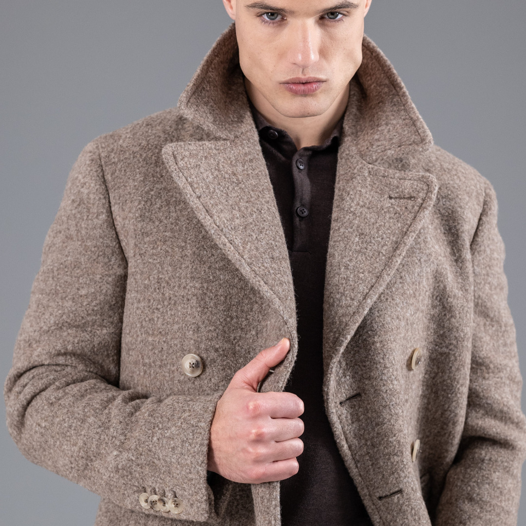 Caban Malo camel en laine de bébé lama upcyclée