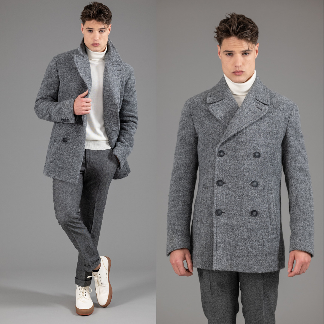 caban Malo gris en laine de bébé lama upcyclée