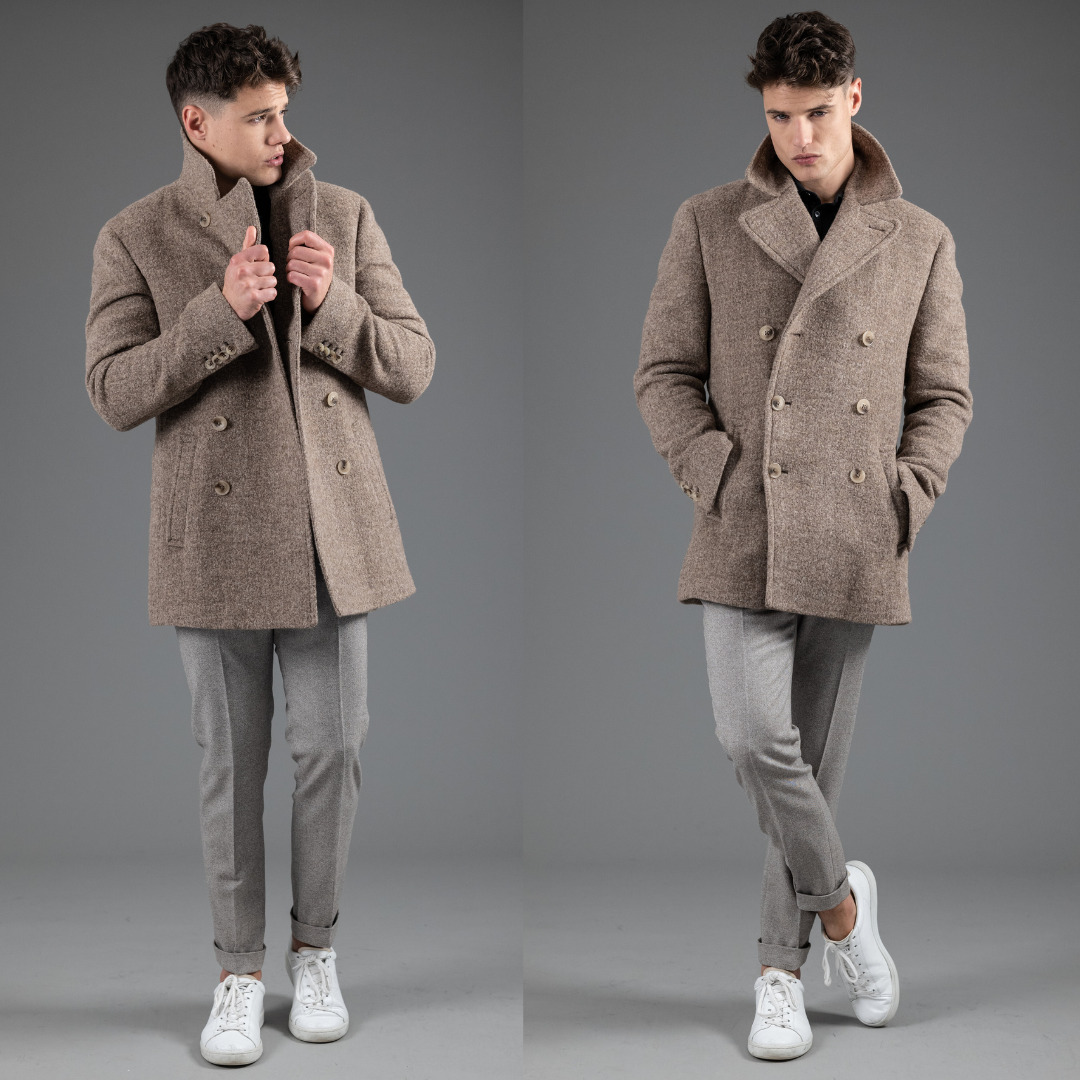 Caban Malo camel en laine de bébé lama upcyclée