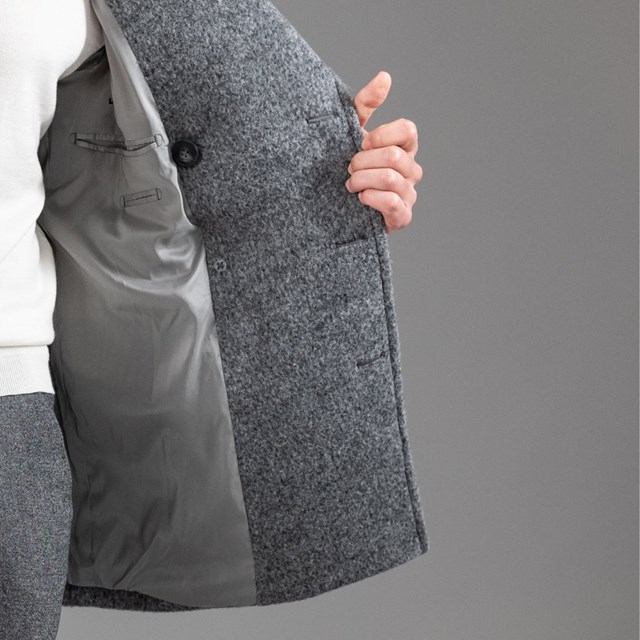 caban Malo gris en laine de bébé lama upcyclée