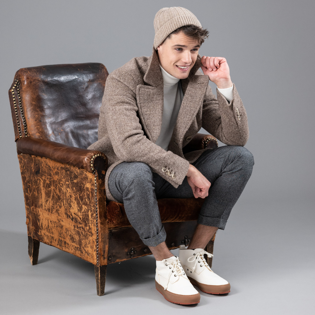 Caban Malo camel en laine de bébé lama upcyclée