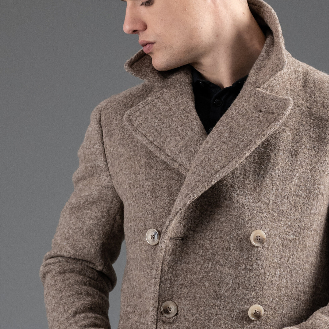 Caban Malo camel en laine de bébé lama upcyclée