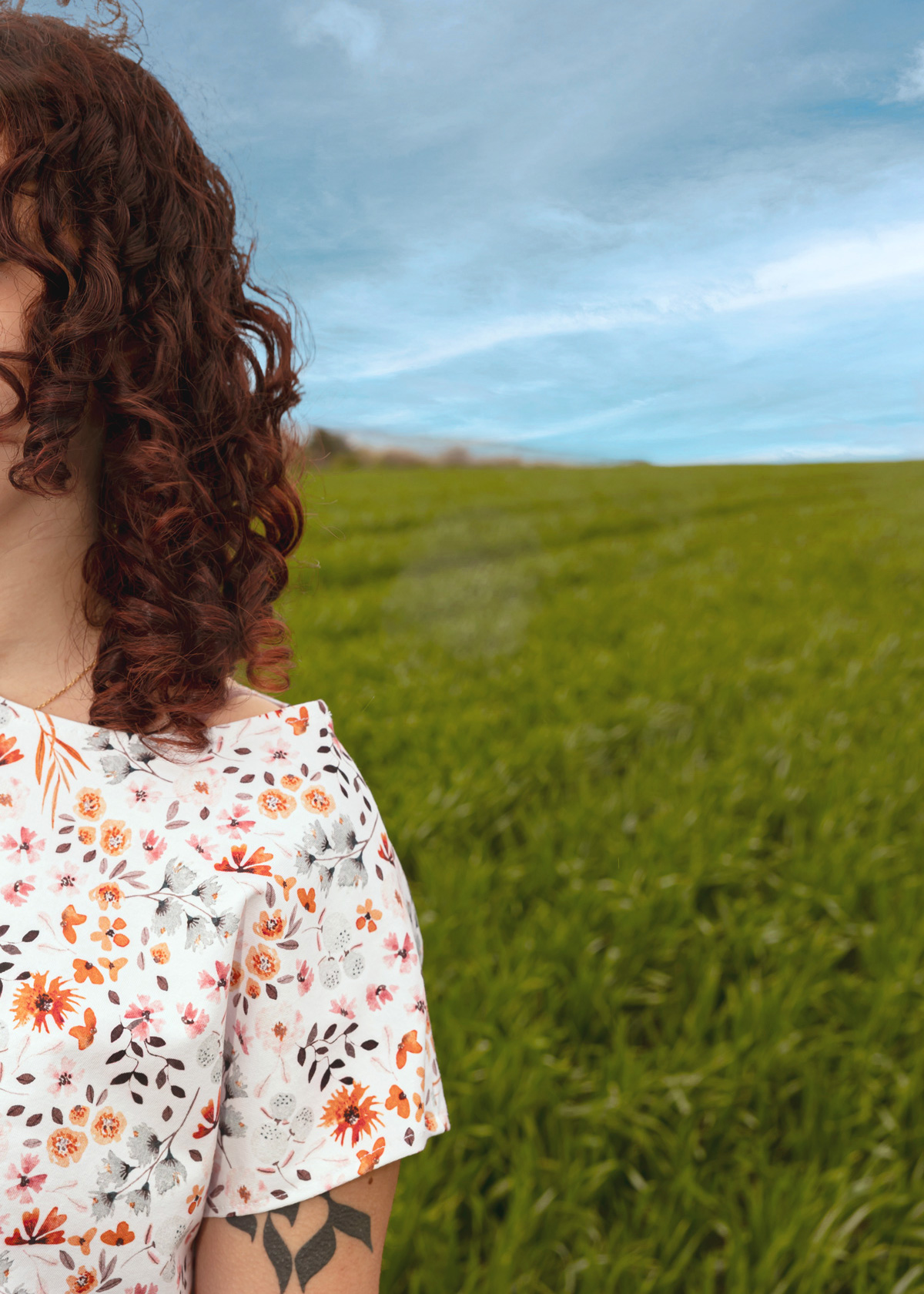 Top imprimé fleurs des champs en coton bio fabriqué en France - Aurore