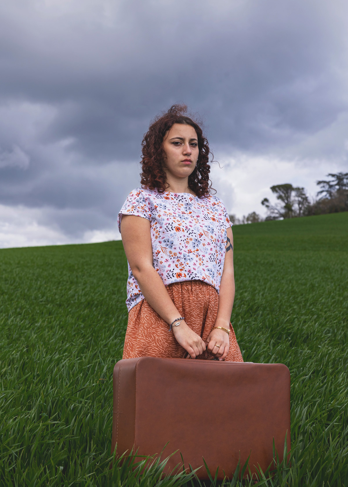 Top imprimé fleurs des champs en coton bio fabriqué en France - Aurore