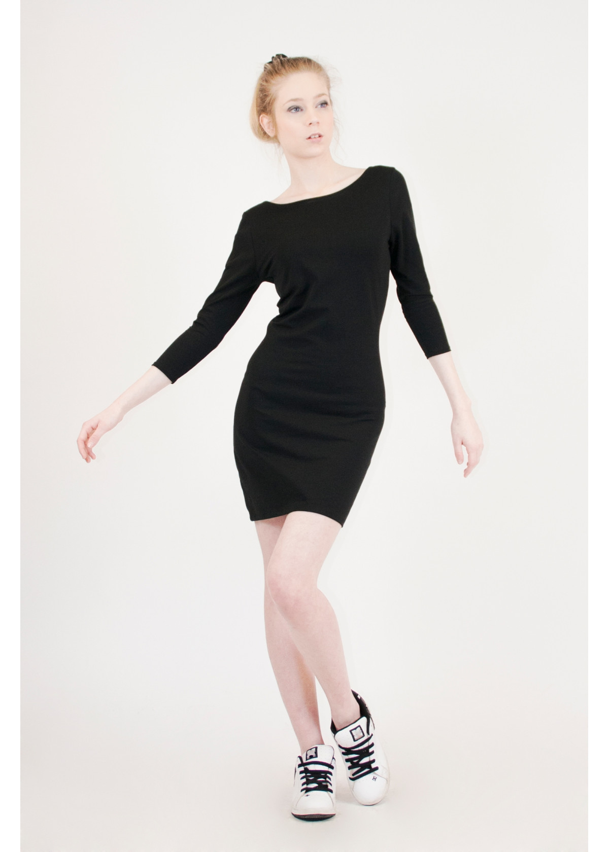 Petite robe noire dos nu en coton bio fabriquée en France - Lula - Eros & Agape