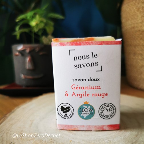 Savon bio spécial bonne mine - Géranium et Argile Rouge - Surgras 8%