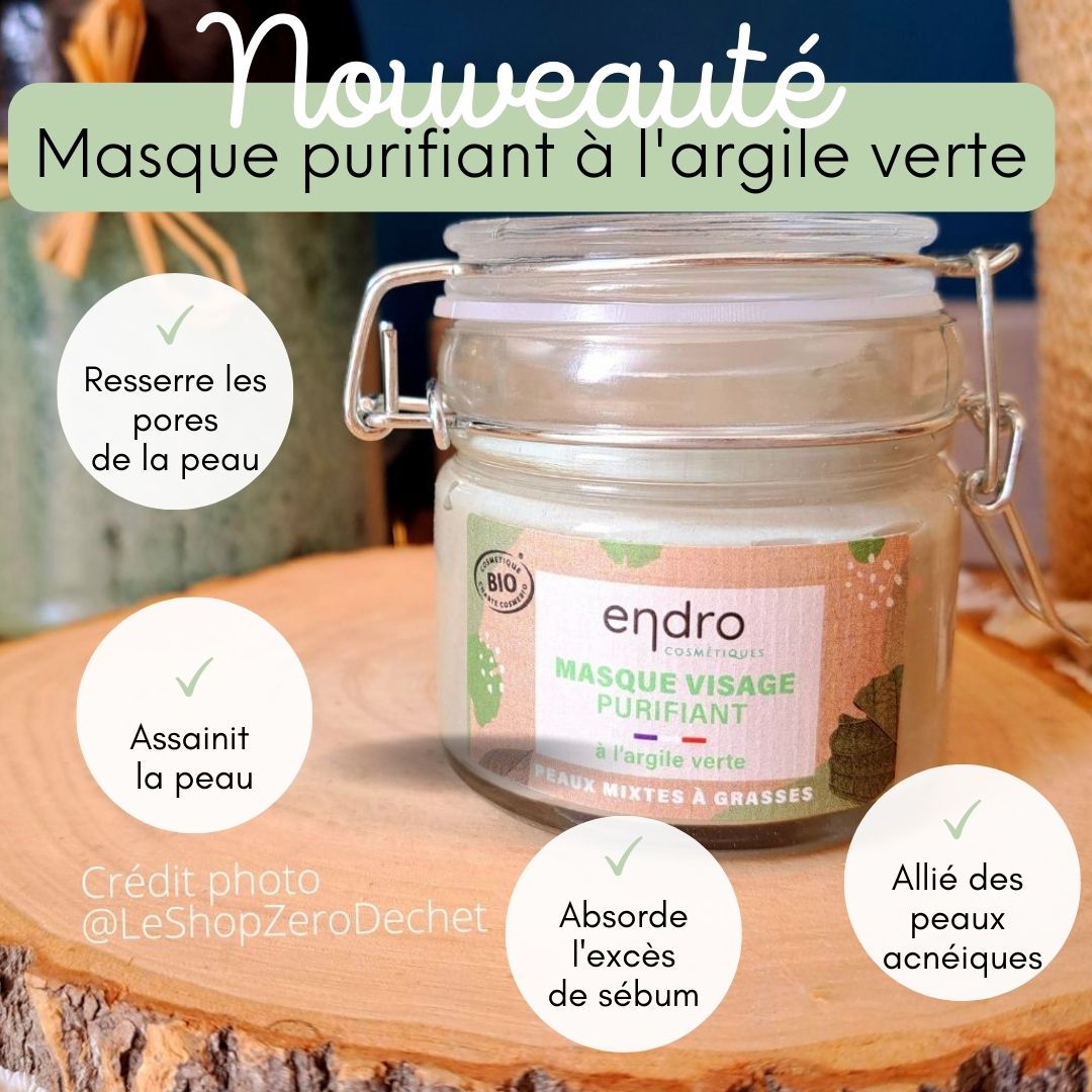 Masque visage purifiant à l’argile verte 100mL - Endro 6