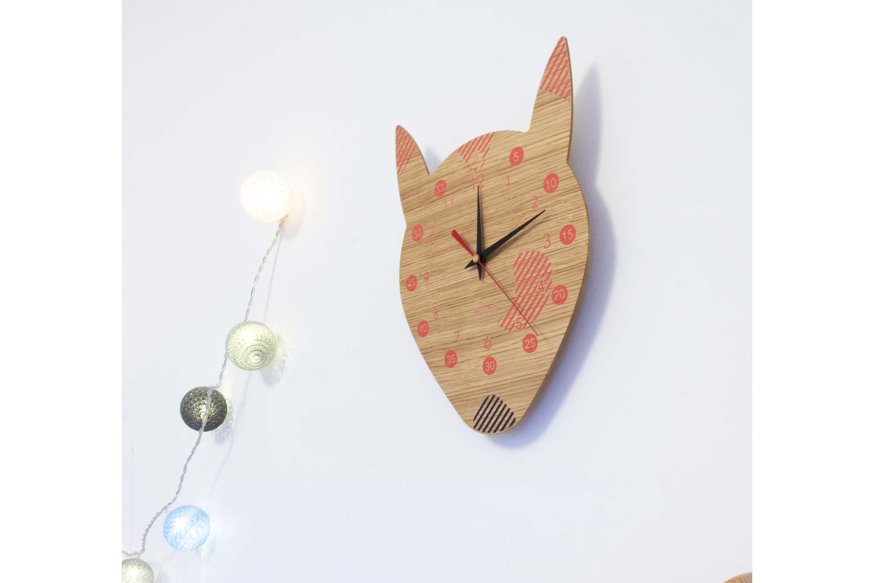 Horloge pédagogique enfant en chêne - RENARD 3