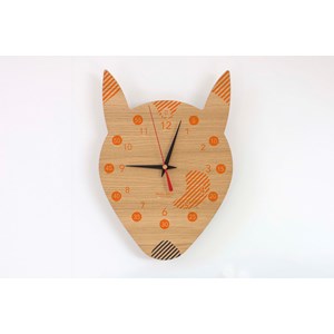 Horloge pédagogique enfant en chêne - RENARD