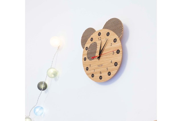 Horloge pédagogique enfant en chêne - PANDA 4