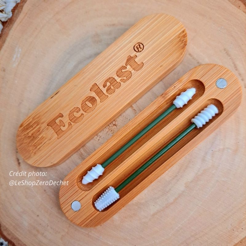 Cotons tiges lavables et sa boîte aimantée en bambou - Ecolast. 4