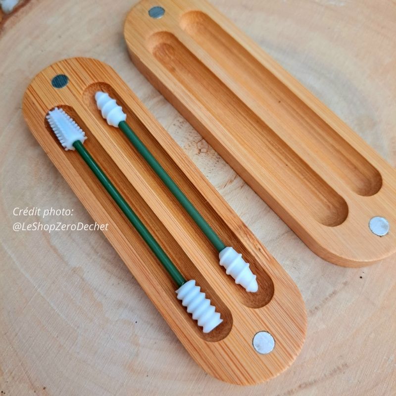 Cotons tiges lavables et sa boîte aimantée en bambou - Ecolast. 3