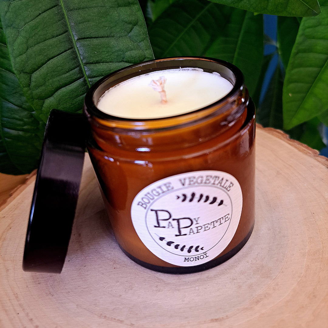 Bougie artisanale “monoï” cire végétale de tournesol - Papy Papette 2