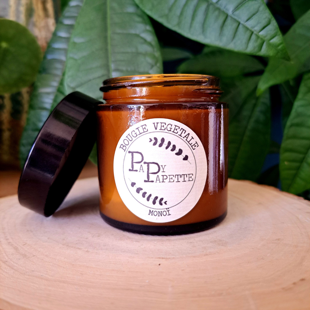 Bougie artisanale “monoï” cire végétale de tournesol - Papy Papette 3