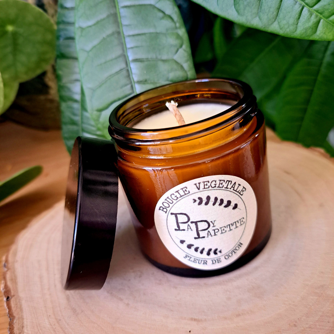 Bougie artisanale “fleur de coton” cire végétale de tournesol - Papy Papette - 2