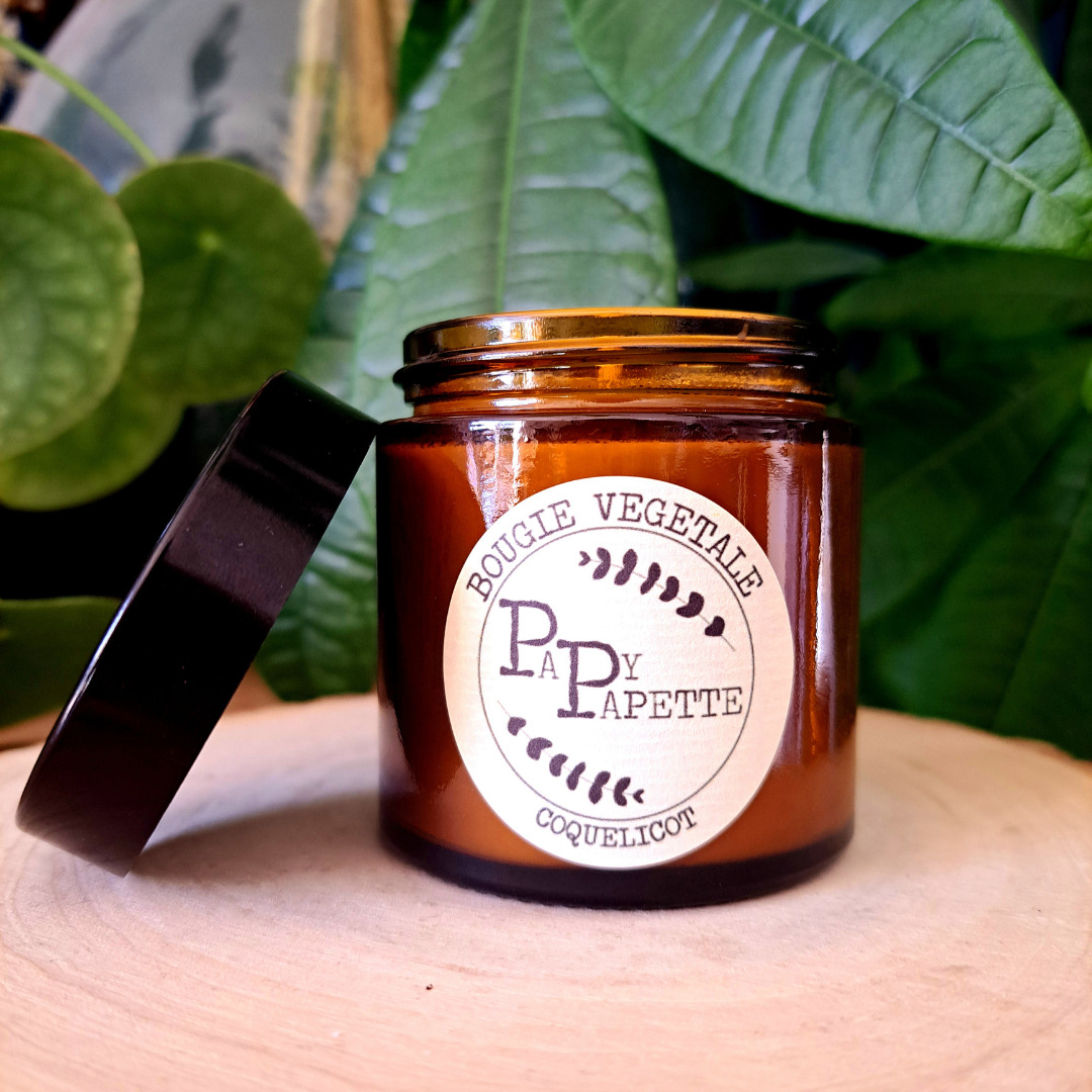 Bougie naturelle “coquelicot” cire végétale de tournesol - Papy Papette 3