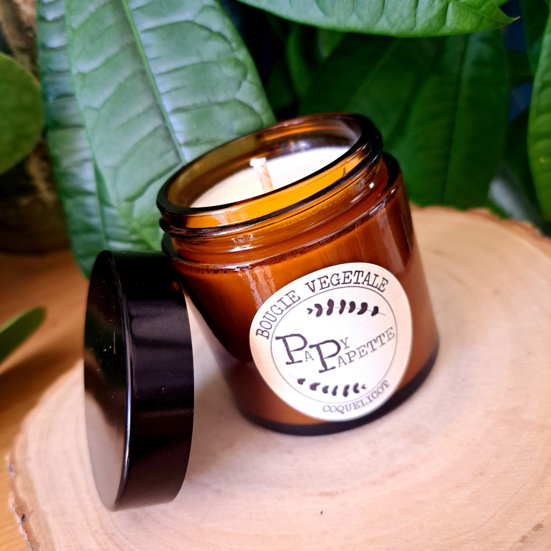 Bougie naturelle “coquelicot” cire végétale de tournesol - Papy Papette 2