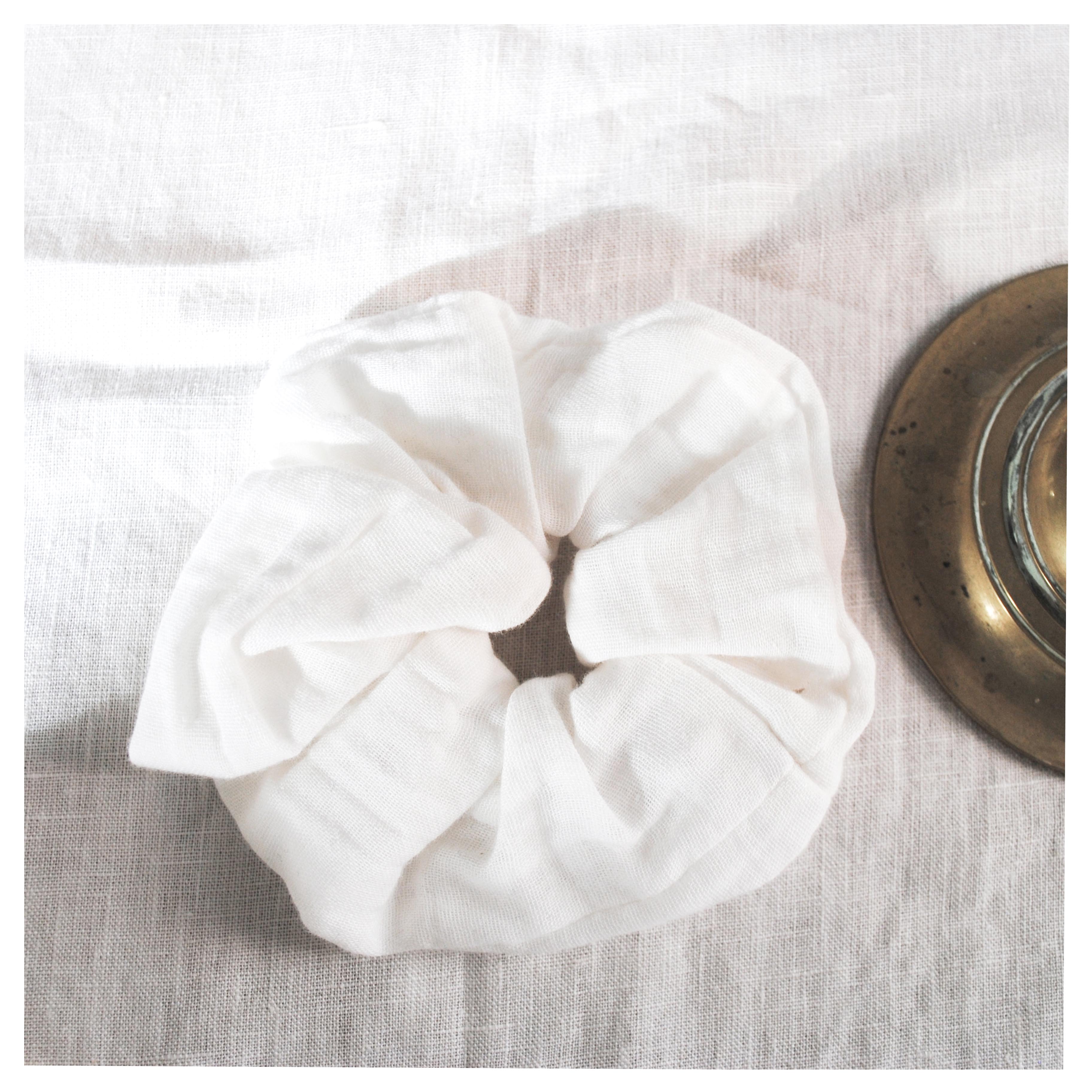 Chouchou blanc gaze de coton bio fait en France