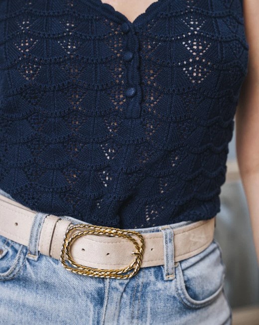 débardeur en maille décolleté en V recyclé bleu minuit en coton biologique